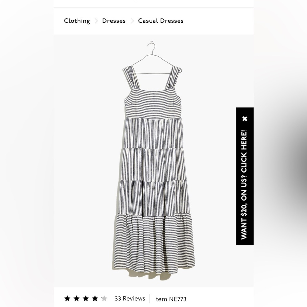 Madewell Striped Tiered Maxi Dress